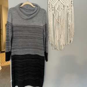 Cowl neck sweater dress